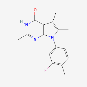 molecular formula C16H16FN3O B11421619 7-(3-Fluoro-4-methylphenyl)-2,5,6-trimethyl-3H-pyrrolo[2,3-d]pyrimidin-4(7H)-one 