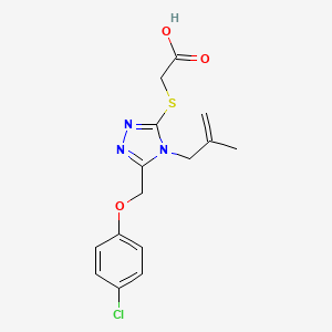 molecular formula C15H16ClN3O3S B11421638 {[5-[(4-chlorophenoxy)methyl]-4-(2-methyl-2-propenyl)-4H-1,2,4-triazol-3-yl]thio}acetic acid 