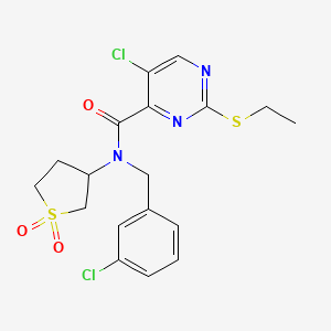 molecular formula C18H19Cl2N3O3S2 B11421646 5-chloro-N-(3-chlorobenzyl)-N-(1,1-dioxidotetrahydrothiophen-3-yl)-2-(ethylsulfanyl)pyrimidine-4-carboxamide 