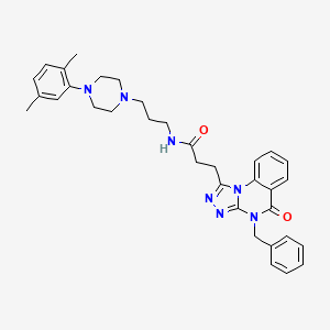 molecular formula C34H39N7O2 B11421653 3-(4-benzyl-5-oxo-4,5-dihydro-[1,2,4]triazolo[4,3-a]quinazolin-1-yl)-N-(3-(4-(2,5-dimethylphenyl)piperazin-1-yl)propyl)propanamide 