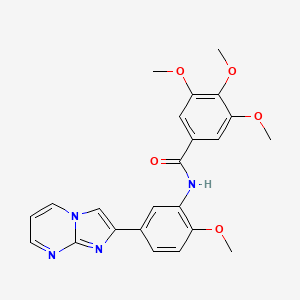 molecular formula C23H22N4O5 B11421659 N-(5-{Imidazo[1,2-A]pyrimidin-2-YL}-2-methoxyphenyl)-3,4,5-trimethoxybenzamide 