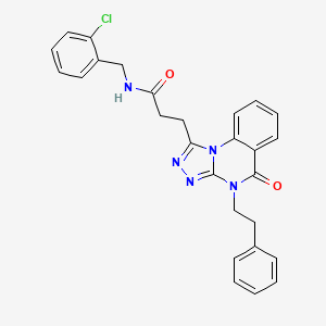 molecular formula C27H24ClN5O2 B11421664 N-[(2-chlorophenyl)methyl]-3-[5-oxo-4-(2-phenylethyl)-4H,5H-[1,2,4]triazolo[4,3-a]quinazolin-1-yl]propanamide 