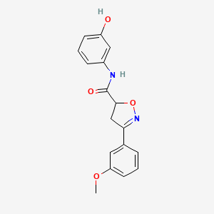 molecular formula C17H16N2O4 B11421672 N-(3-hydroxyphenyl)-3-(3-methoxyphenyl)-4,5-dihydro-1,2-oxazole-5-carboxamide 