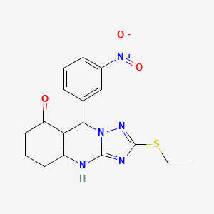 molecular formula C17H17N5O3S B11421679 2-(ethylsulfanyl)-9-(3-nitrophenyl)-5,6,7,9-tetrahydro[1,2,4]triazolo[5,1-b]quinazolin-8(4H)-one 