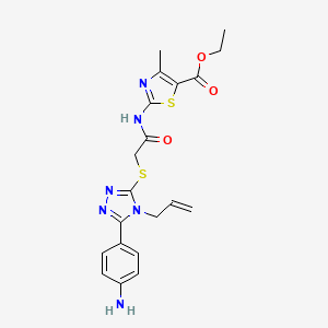 molecular formula C20H22N6O3S2 B11421703 ethyl 2-[({[5-(4-aminophenyl)-4-(prop-2-en-1-yl)-4H-1,2,4-triazol-3-yl]sulfanyl}acetyl)amino]-4-methyl-1,3-thiazole-5-carboxylate 