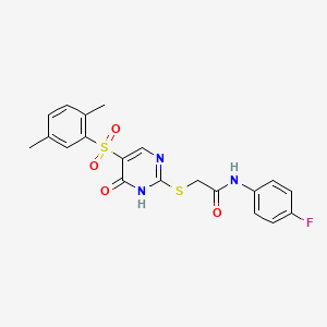 2-{[5-(2,5-dimethylbenzenesulfonyl)-6-oxo-1,6-dihydropyrimidin-2-yl]sulfanyl}-N-(4-fluorophenyl)acetamide