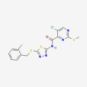 5-chloro-N-{5-[(2-methylbenzyl)sulfanyl]-1,3,4-thiadiazol-2-yl}-2-(methylsulfanyl)pyrimidine-4-carboxamide