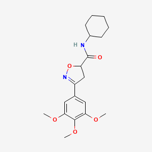 molecular formula C19H26N2O5 B11421748 N-cyclohexyl-3-(3,4,5-trimethoxyphenyl)-4,5-dihydro-1,2-oxazole-5-carboxamide 