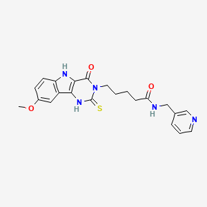 molecular formula C22H23N5O3S B11421752 5-(8-methoxy-4-oxo-2-thioxo-1H-pyrimido[5,4-b]indol-3(2H,4H,5H)-yl)-N-(pyridin-3-ylmethyl)pentanamide 