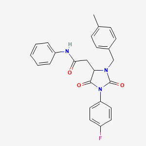 2-[1-(4-fluorophenyl)-3-(4-methylbenzyl)-2,5-dioxoimidazolidin-4-yl]-N-phenylacetamide