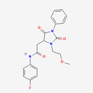 molecular formula C20H20FN3O4 B11421779 N-(4-fluorophenyl)-2-[3-(2-methoxyethyl)-2,5-dioxo-1-phenylimidazolidin-4-yl]acetamide CAS No. 1008267-17-1