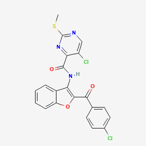 5-chloro-N-{2-[(4-chlorophenyl)carbonyl]-1-benzofuran-3-yl}-2-(methylsulfanyl)pyrimidine-4-carboxamide