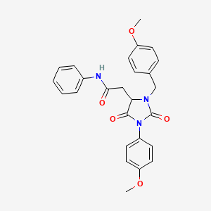 2-[3-(4-methoxybenzyl)-1-(4-methoxyphenyl)-2,5-dioxoimidazolidin-4-yl]-N-phenylacetamide