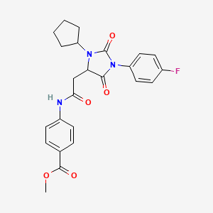 Methyl 4-({[3-cyclopentyl-1-(4-fluorophenyl)-2,5-dioxoimidazolidin-4-yl]acetyl}amino)benzoate