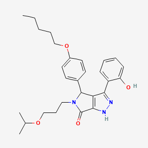 molecular formula C28H35N3O4 B11421879 3-(2-hydroxyphenyl)-4-[4-(pentyloxy)phenyl]-5-[3-(propan-2-yloxy)propyl]-4,5-dihydropyrrolo[3,4-c]pyrazol-6(1H)-one 