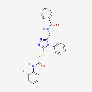 molecular formula C24H20FN5O2S B11421902 N-{[5-({[(2-Fluorophenyl)carbamoyl]methyl}sulfanyl)-4-phenyl-4H-1,2,4-triazol-3-YL]methyl}benzamide 