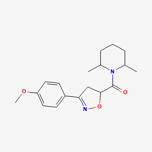 molecular formula C18H24N2O3 B11421906 (2,6-Dimethylpiperidin-1-yl)[3-(4-methoxyphenyl)-4,5-dihydro-1,2-oxazol-5-yl]methanone 