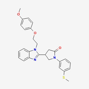 molecular formula C27H27N3O3S B11421931 4-{1-[2-(4-methoxyphenoxy)ethyl]-1H-benzimidazol-2-yl}-1-[3-(methylsulfanyl)phenyl]pyrrolidin-2-one 