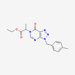 molecular formula C17H19N5O3 B11422028 ethyl 2-(3-(4-methylbenzyl)-7-oxo-3H-[1,2,3]triazolo[4,5-d]pyrimidin-6(7H)-yl)propanoate 