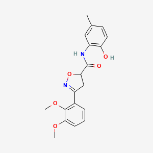 molecular formula C19H20N2O5 B11422063 3-(2,3-dimethoxyphenyl)-N-(2-hydroxy-5-methylphenyl)-4,5-dihydro-1,2-oxazole-5-carboxamide 