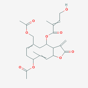 molecular formula C₂₄H₃₀O₉ B1142207 [9-Acetyloxy-6-(acetyloxymethyl)-10-methyl-3-methylidene-2-oxo-3a,4,5,8,9,11a-hexahydrocyclodeca[b]furan-4-yl] 4-hydroxy-2-methylbut-2-enoate CAS No. 877822-40-7