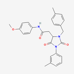 N-(4-methoxyphenyl)-2-[1-(3-methylphenyl)-3-[(4-methylphenyl)methyl]-2,5-dioxoimidazolidin-4-yl]acetamide