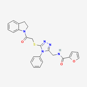 N-((5-((2-(indolin-1-yl)-2-oxoethyl)thio)-4-phenyl-4H-1,2,4-triazol-3-yl)methyl)furan-2-carboxamide