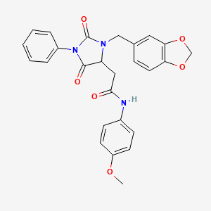 2-[3-(1,3-benzodioxol-5-ylmethyl)-2,5-dioxo-1-phenylimidazolidin-4-yl]-N-(4-methoxyphenyl)acetamide