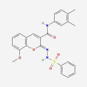 (2Z)-N-(3,4-dimethylphenyl)-8-methoxy-2-[2-(phenylsulfonyl)hydrazinylidene]-2H-chromene-3-carboxamide