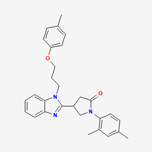 molecular formula C29H31N3O2 B11422303 1-(2,4-dimethylphenyl)-4-{1-[3-(4-methylphenoxy)propyl]-1H-benzimidazol-2-yl}pyrrolidin-2-one 