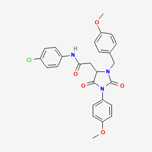 molecular formula C26H24ClN3O5 B11422341 N-(4-chlorophenyl)-2-[1-(4-methoxyphenyl)-3-[(4-methoxyphenyl)methyl]-2,5-dioxoimidazolidin-4-yl]acetamide 