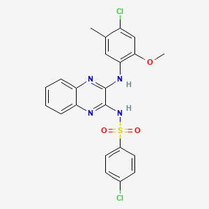 molecular formula C22H18Cl2N4O3S B11422342 4-chloro-N-{3-[(4-chloro-2-methoxy-5-methylphenyl)amino]quinoxalin-2-yl}benzenesulfonamide 