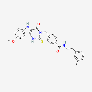 4-[(8-methoxy-4-oxo-2-thioxo-1,2,4,5-tetrahydro-3H-pyrimido[5,4-b]indol-3-yl)methyl]-N-[2-(3-methylphenyl)ethyl]benzamide