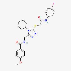 N-{[4-Cyclohexyl-5-({[(4-fluorophenyl)carbamoyl]methyl}sulfanyl)-4H-1,2,4-triazol-3-YL]methyl}-4-methoxybenzamide