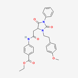 Ethyl 4-[({3-[2-(4-methoxyphenyl)ethyl]-2,5-dioxo-1-phenylimidazolidin-4-yl}acetyl)amino]benzoate