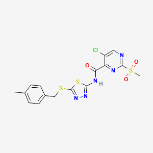 molecular formula C16H14ClN5O3S3 B11422450 5-chloro-N-{5-[(4-methylbenzyl)sulfanyl]-1,3,4-thiadiazol-2-yl}-2-(methylsulfonyl)pyrimidine-4-carboxamide 