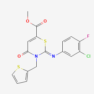 methyl (2Z)-2-[(3-chloro-4-fluorophenyl)imino]-4-oxo-3-(thiophen-2-ylmethyl)-3,4-dihydro-2H-1,3-thiazine-6-carboxylate