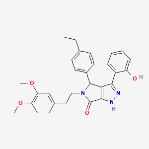 molecular formula C29H29N3O4 B11422498 5-[2-(3,4-dimethoxyphenyl)ethyl]-4-(4-ethylphenyl)-3-(2-hydroxyphenyl)-4,5-dihydropyrrolo[3,4-c]pyrazol-6(1H)-one 