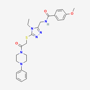 N-((4-ethyl-5-((2-oxo-2-(4-phenylpiperazin-1-yl)ethyl)thio)-4H-1,2,4-triazol-3-yl)methyl)-4-methoxybenzamide