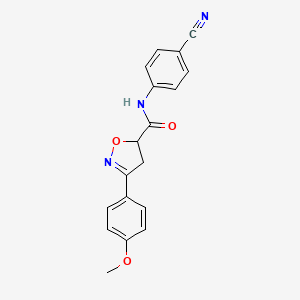 molecular formula C18H15N3O3 B11422538 N-(4-cyanophenyl)-3-(4-methoxyphenyl)-4,5-dihydro-1,2-oxazole-5-carboxamide 