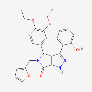 molecular formula C26H25N3O5 B11422544 4-(3,4-diethoxyphenyl)-5-(furan-2-ylmethyl)-3-(2-hydroxyphenyl)-4,5-dihydropyrrolo[3,4-c]pyrazol-6(1H)-one 