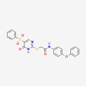 molecular formula C24H19N3O5S2 B11422555 2-{[5-(benzenesulfonyl)-6-oxo-1,6-dihydropyrimidin-2-yl]sulfanyl}-N-(4-phenoxyphenyl)acetamide 