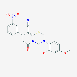 3-(2,4-dimethoxyphenyl)-8-(3-nitrophenyl)-6-oxo-3,4,7,8-tetrahydro-2H,6H-pyrido[2,1-b][1,3,5]thiadiazine-9-carbonitrile