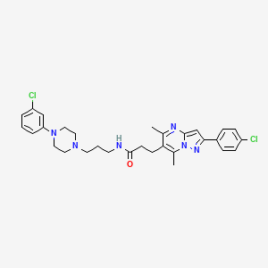 3-[2-(4-chlorophenyl)-5,7-dimethylpyrazolo[1,5-a]pyrimidin-6-yl]-N-{3-[4-(3-chlorophenyl)piperazin-1-yl]propyl}propanamide