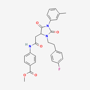 Methyl 4-[({3-[2-(4-fluorophenyl)ethyl]-1-(3-methylphenyl)-2,5-dioxoimidazolidin-4-yl}acetyl)amino]benzoate