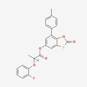 molecular formula C23H17FO5S B11422645 7-(4-Methylphenyl)-2-oxo-1,3-benzoxathiol-5-yl 2-(2-fluorophenoxy)propanoate 