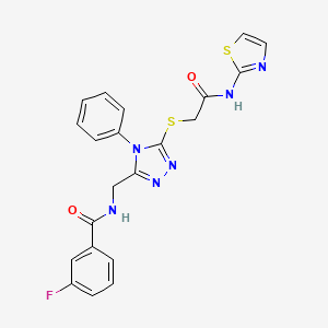 3-Fluoro-N-{[4-phenyl-5-({[(1,3-thiazol-2-YL)carbamoyl]methyl}sulfanyl)-4H-1,2,4-triazol-3-YL]methyl}benzamide