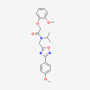 molecular formula C22H25N3O5 B11422659 2-(2-methoxyphenoxy)-N-{[3-(4-methoxyphenyl)-1,2,4-oxadiazol-5-yl]methyl}-N-(propan-2-yl)acetamide 