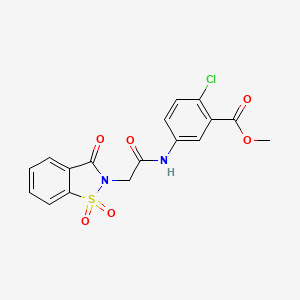 molecular formula C17H13ClN2O6S B11422678 methyl 2-chloro-5-{[(1,1-dioxido-3-oxo-1,2-benzothiazol-2(3H)-yl)acetyl]amino}benzoate 