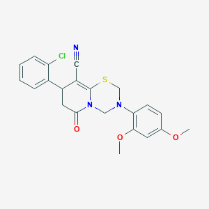 8-(2-chlorophenyl)-3-(2,4-dimethoxyphenyl)-6-oxo-3,4,7,8-tetrahydro-2H,6H-pyrido[2,1-b][1,3,5]thiadiazine-9-carbonitrile